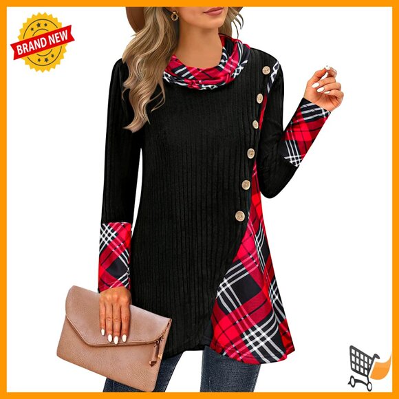 Cowl Neck Pullover Sweater Lightweight Tunic Asymmetric Hem Knit Chic